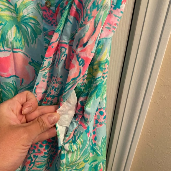 Like New Lily Pulitzer Pink and Green Patterned Mini Sundress - Size 8 - Picture 5 of 7